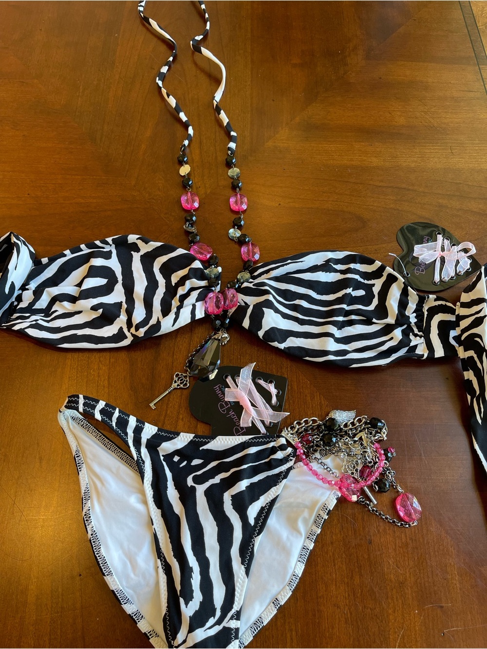 NWT beach bunny zebra hot pink stop and stare bikini XL top/S bottoms